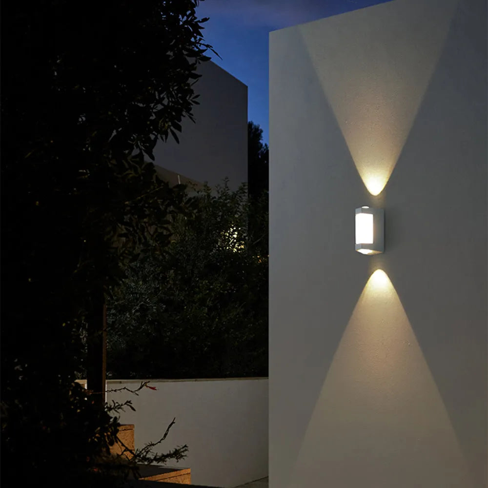 Nordic Black & White Outdoor Wall Sconce – Up Down Lighting Fixture