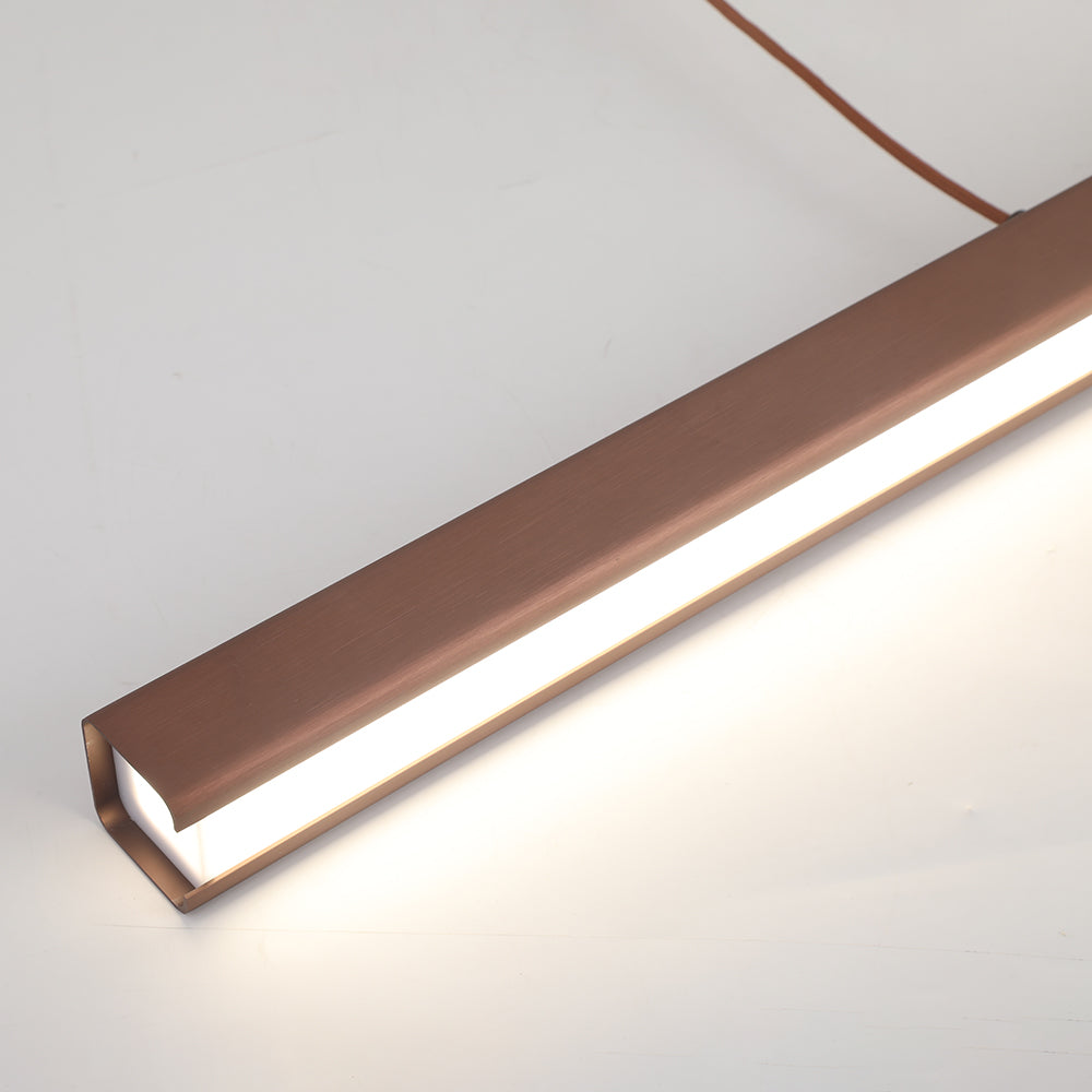 Contemporary Linear Metal Pendant Light – Black/Brown LED Ceiling Lamp