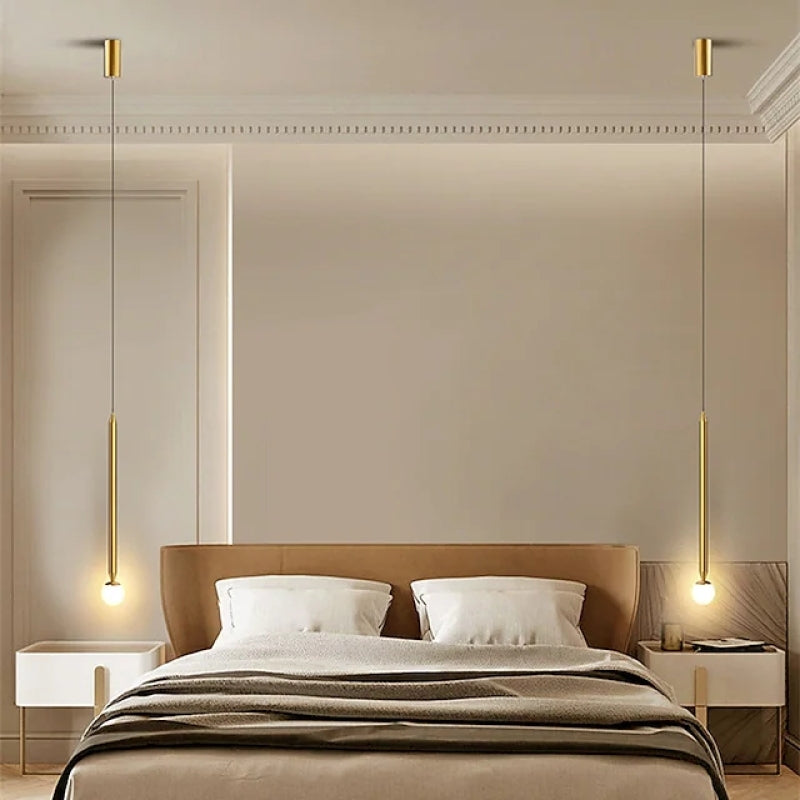 Contemporary Linear LED Pendant Light – Streamlined Design, Artistic Gold & Black Options