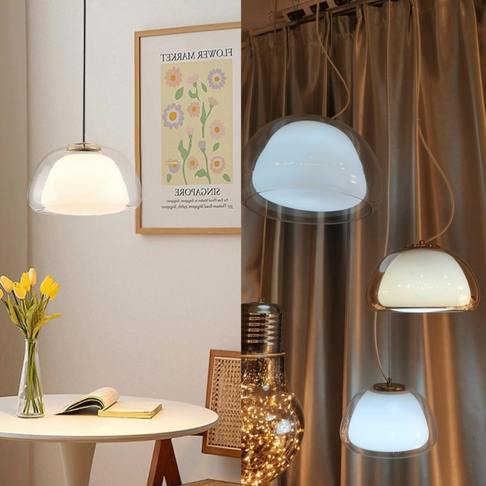 Jelly-Shaped Pendant Lamp | Milk Glass Shade