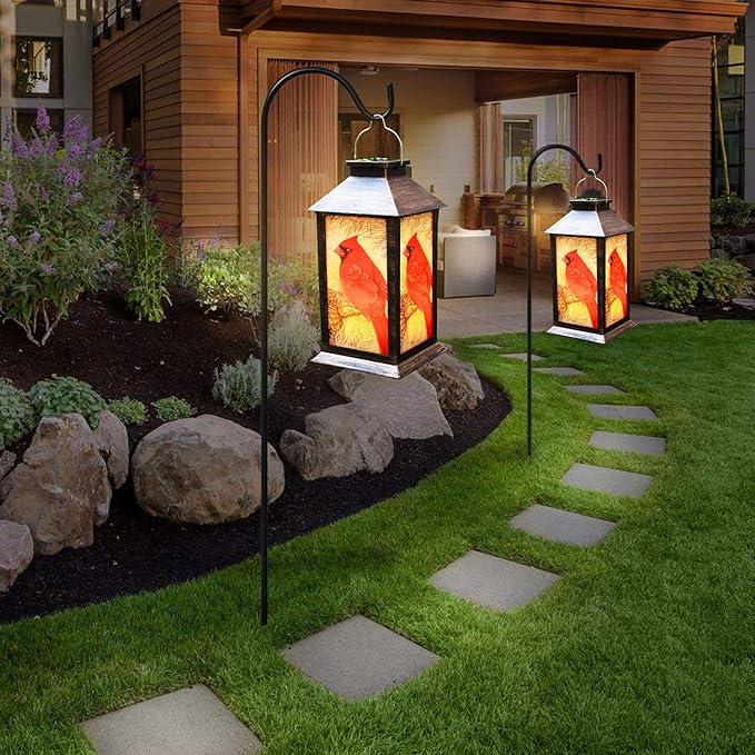Metal Lantern with Cardinal Motif | Vintage-Inspired Light
