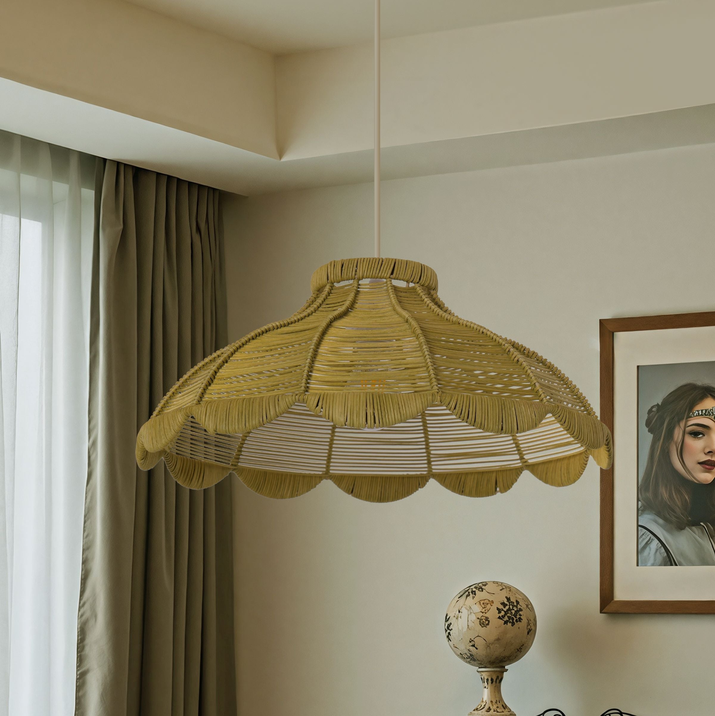 Petal-Shaped Rattan Pendant Light – Natural Ceiling Light Fixture