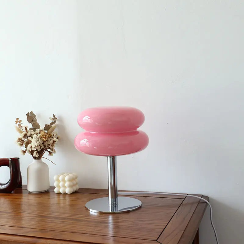 Modern Italian Glass Table Lamp with Chrome Base