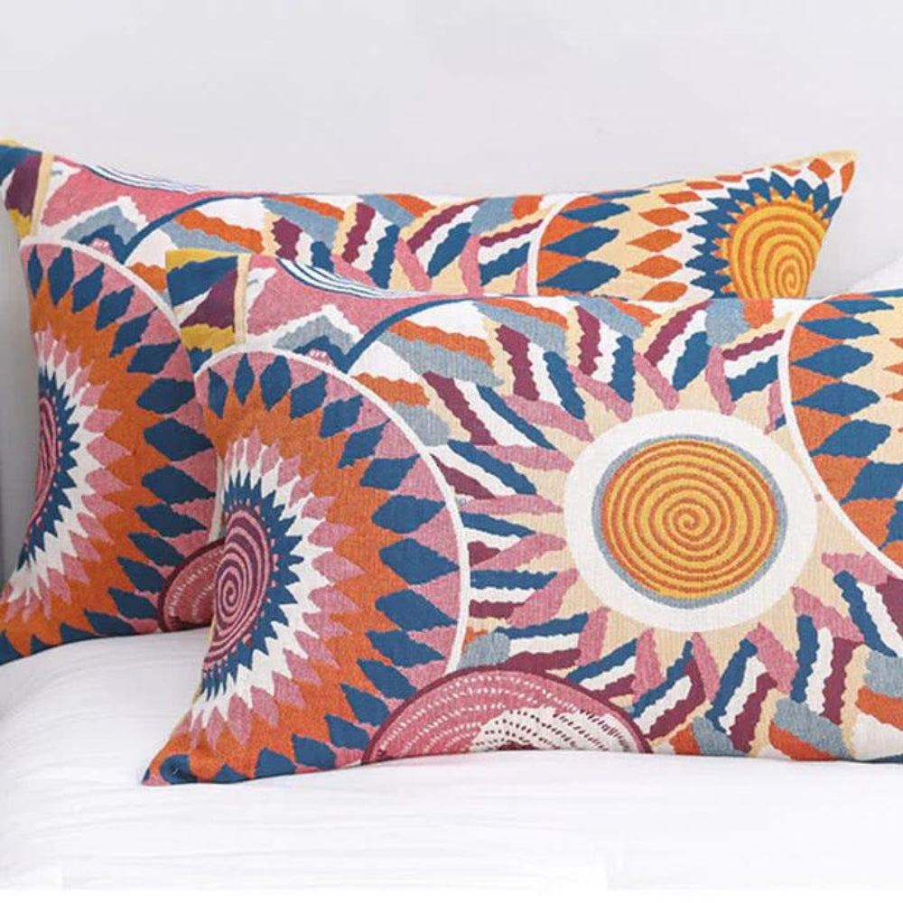 2pcs Nordic Sun Print Pillowcases – Soft Cotton with Button Closure