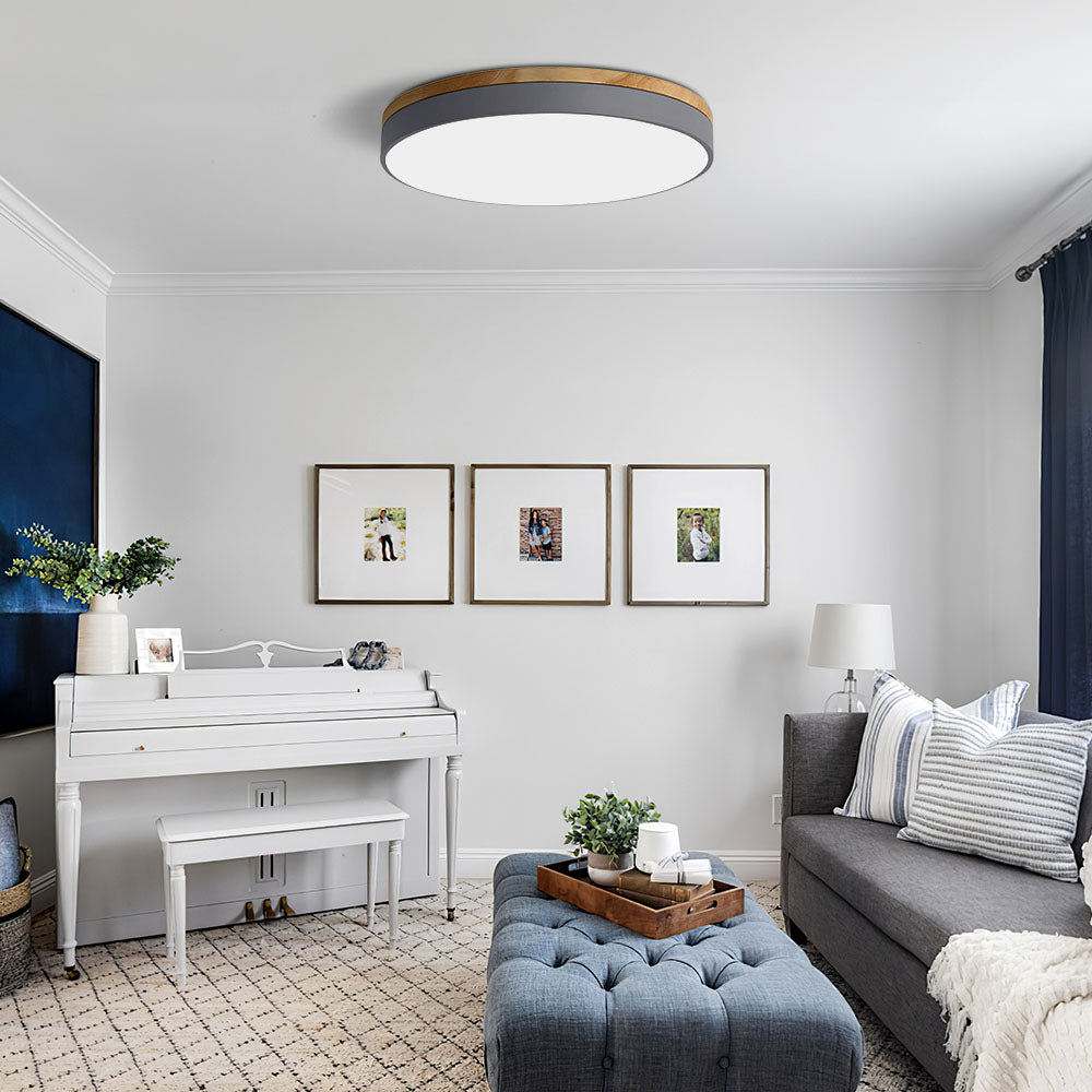 Stylish Wood Ceiling Light with Recessed LED Illumination