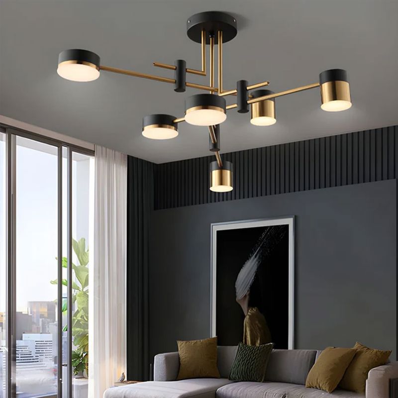 Black and Gold Metal LED Ceiling Light - Modern Flush Mount Fixture
