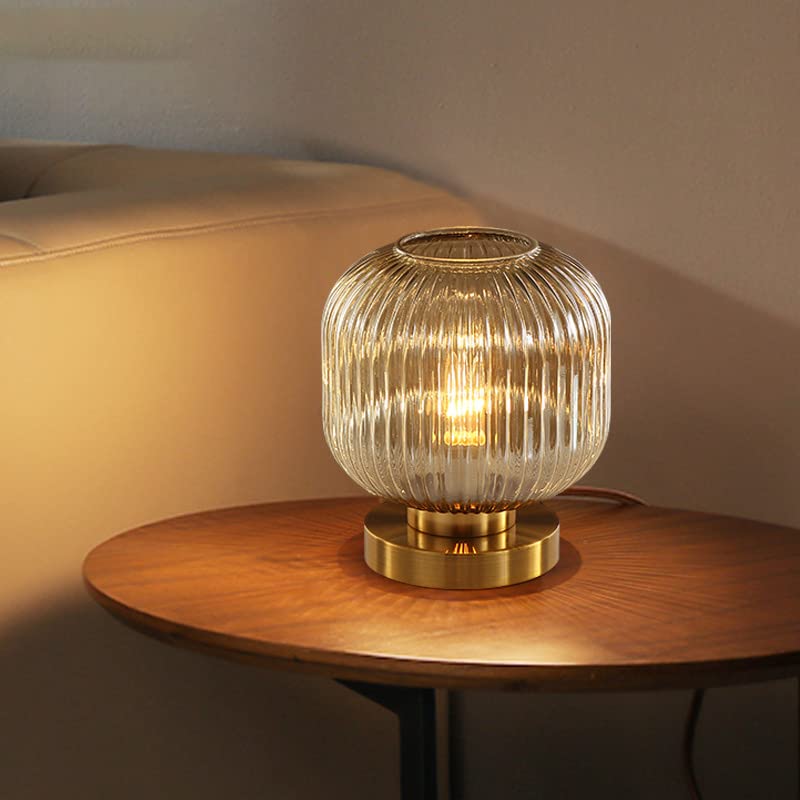 Classic Glass Table Lamp – Stylish Glow with Gold Accent