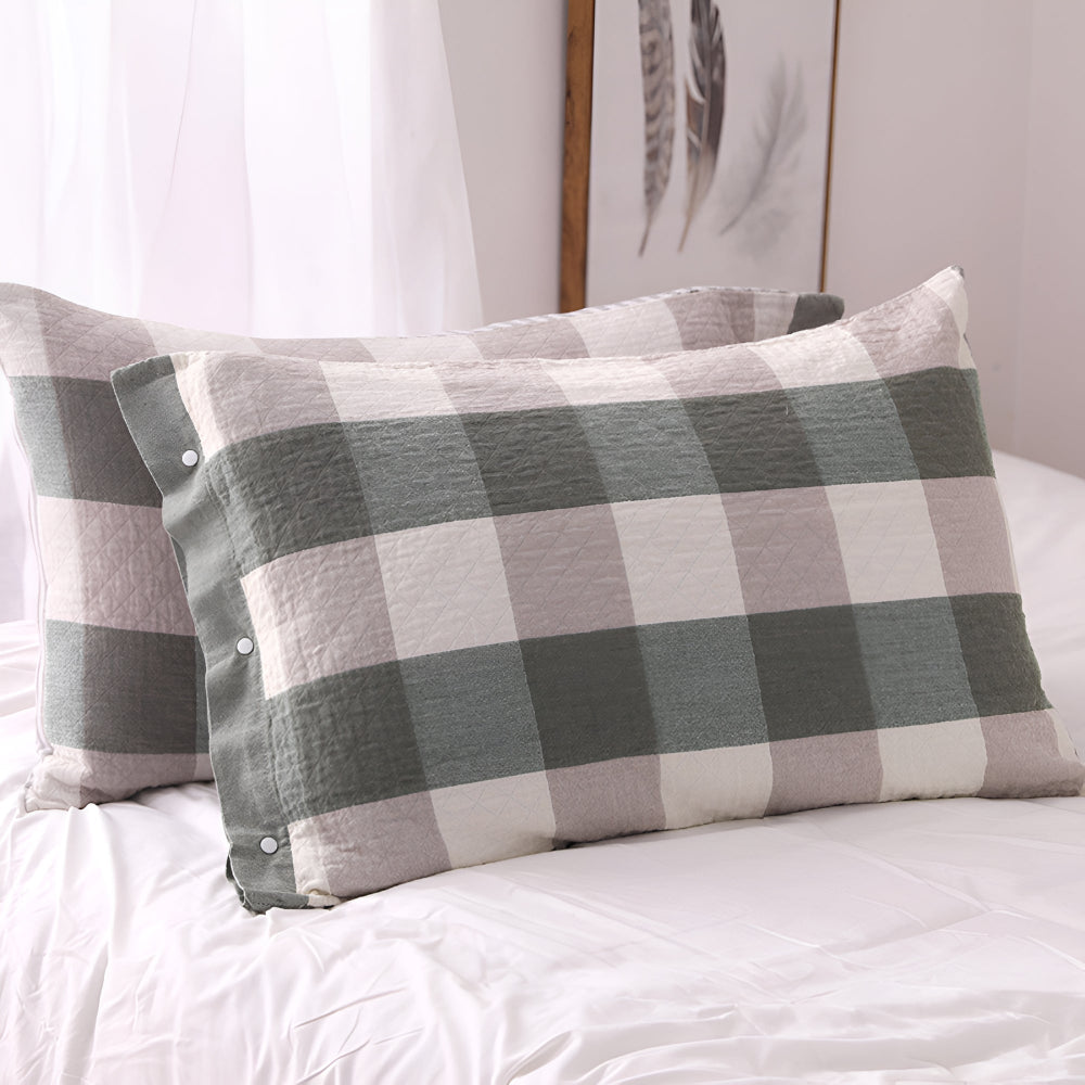 Soft Cotton Pillowcase – Timeless Stripes and Checks Pattern - Atelier Dubois Paris