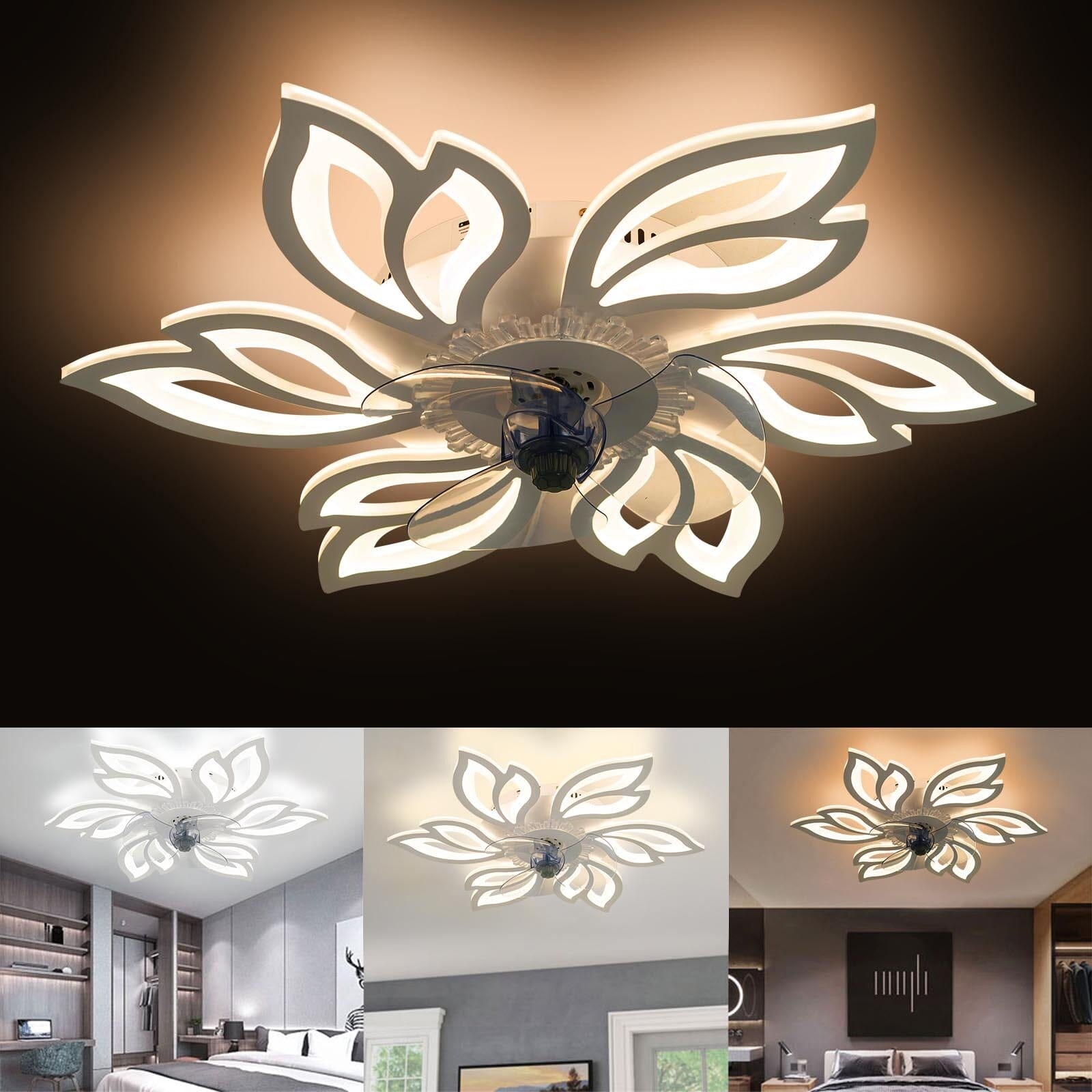 Floral Design 65cm Ceiling Fan with Soft LED Light
