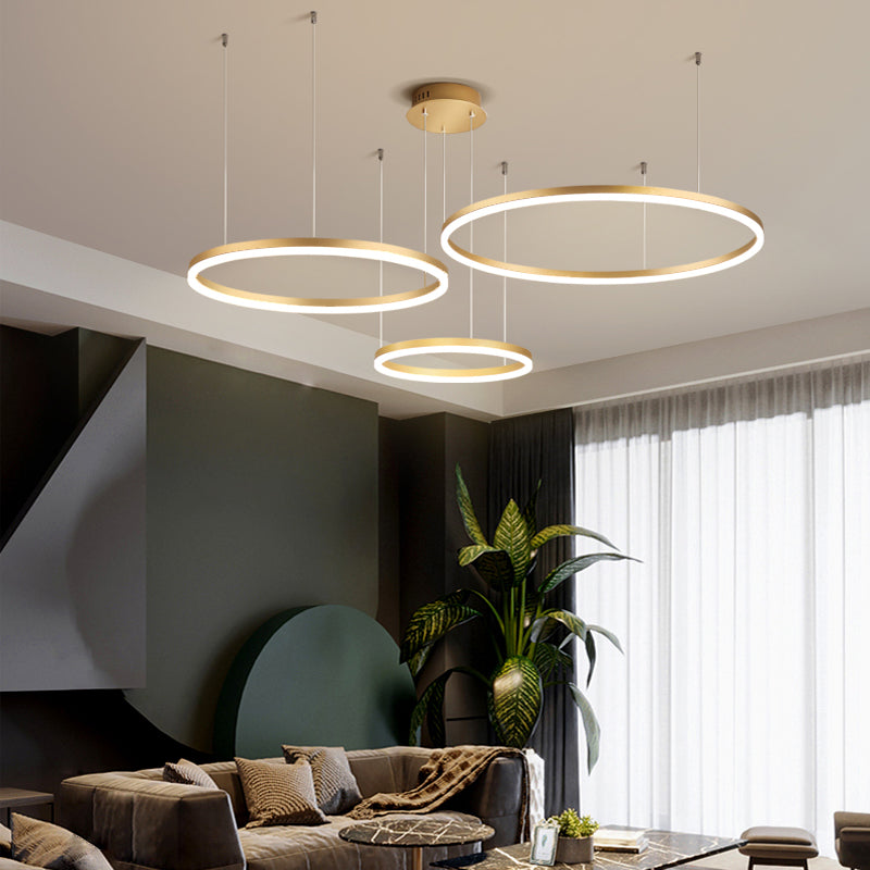 Indoor Metal Pendant Lamp – Sleek Tir-Circle Design with Adjustable Cord