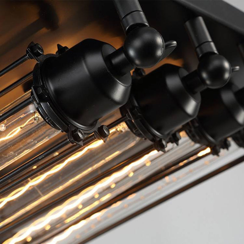 Stylish Vintage Style Ceiling Lamp – Black Metal Fixture with 4 Bulb Holders