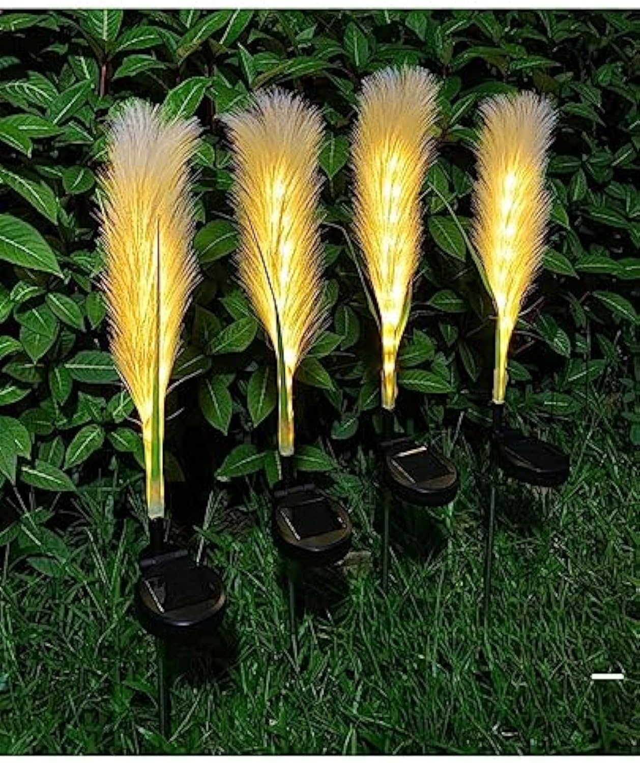 Nature-Inspired Solar Garden Lights – Set of 4 Fiber Reed Lamps