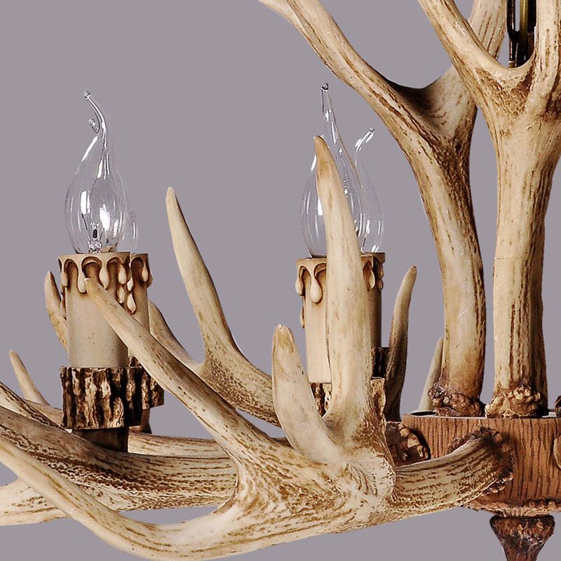 Artistic Deer Antler Chandelier – Retro Resin Horn Candle Light Design