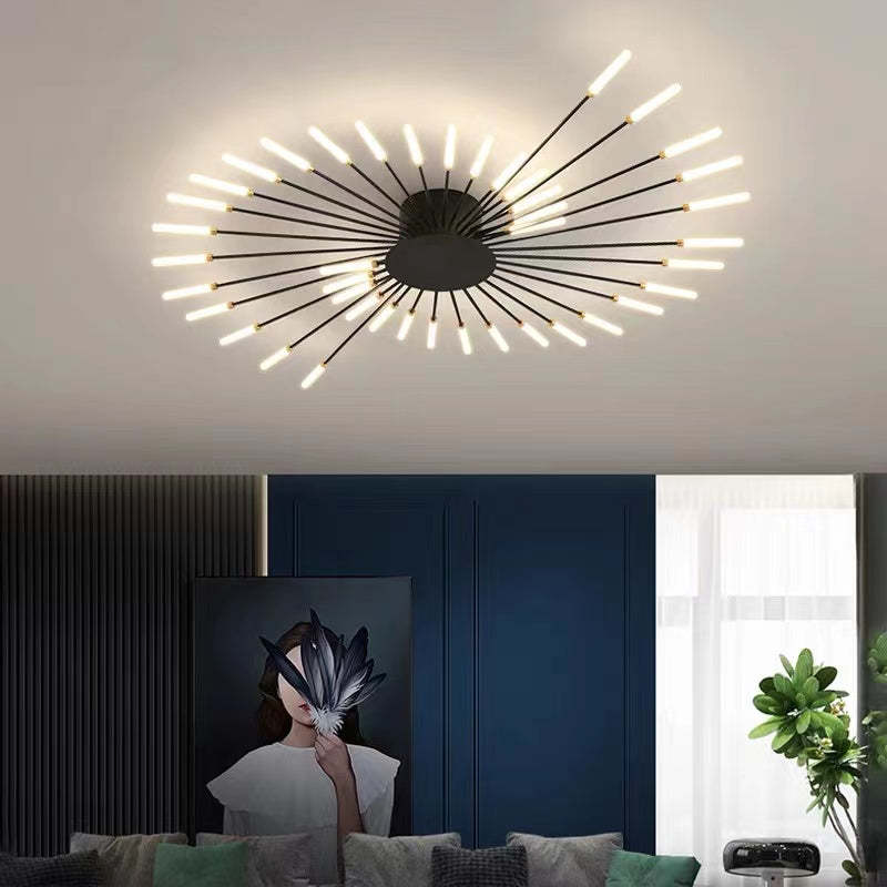 Fireworks Flush-Mount Ceiling Light – Black & Gold Modern Fixture