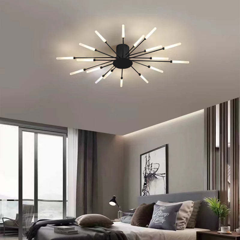 Fireworks Flush-Mount Ceiling Light – Black & Gold Modern Fixture