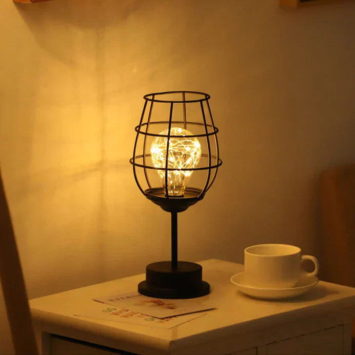 Retro Iron Art LED Table Lamp – Classic Desk Light