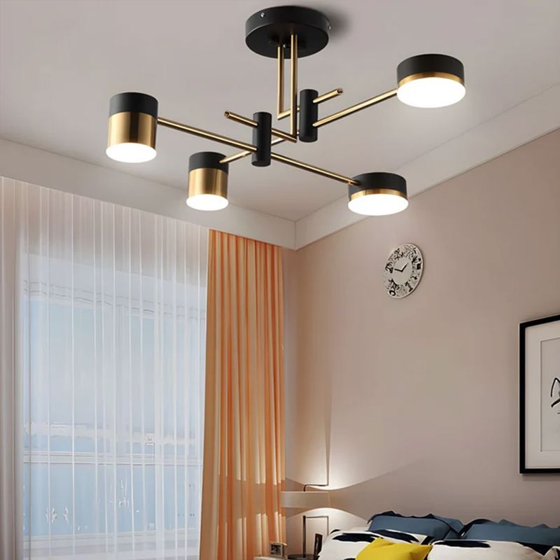 Black and Gold Metal LED Ceiling Light - Modern Flush Mount Fixture
