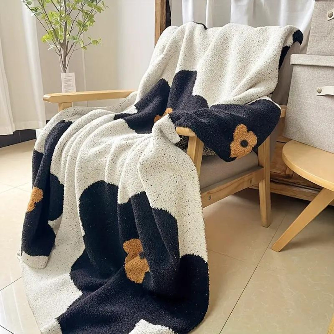 Elegant Floral Knitted Throw Blanket