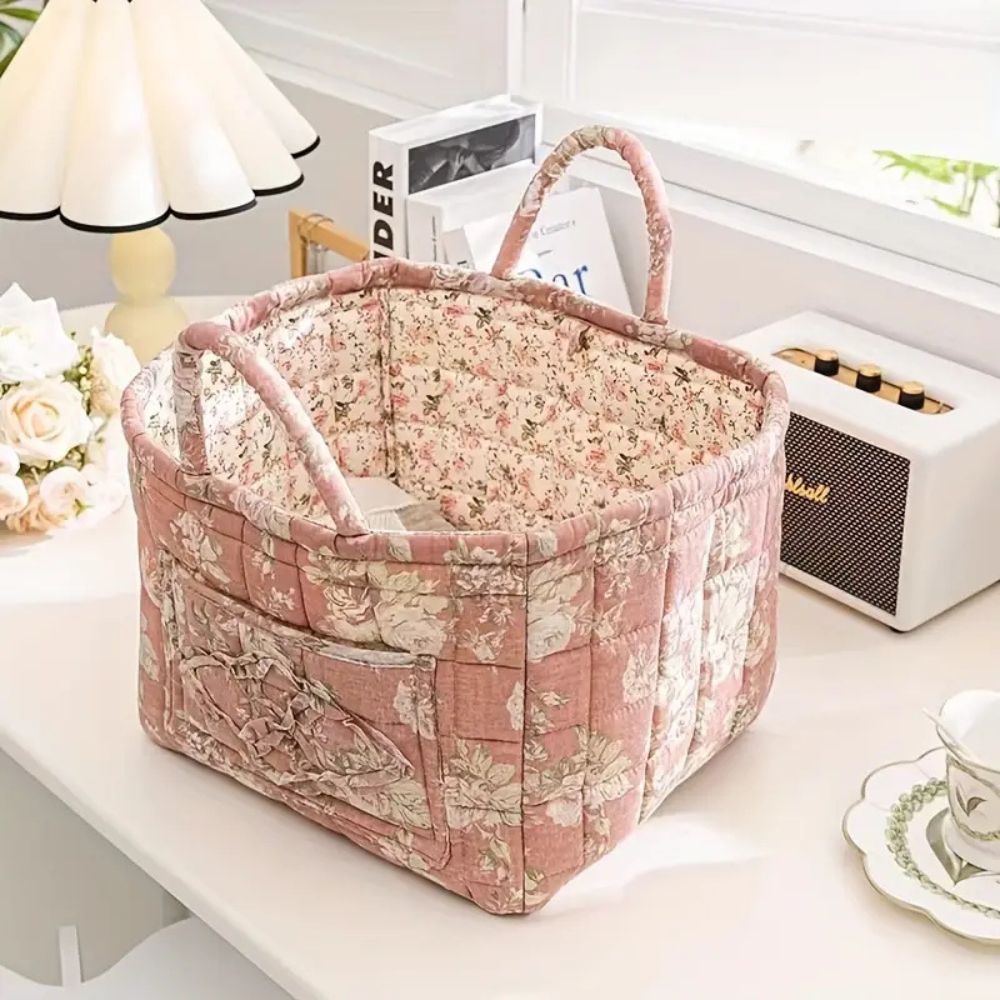 Decorative Floral Fabric Basket | Durable Storage Basket