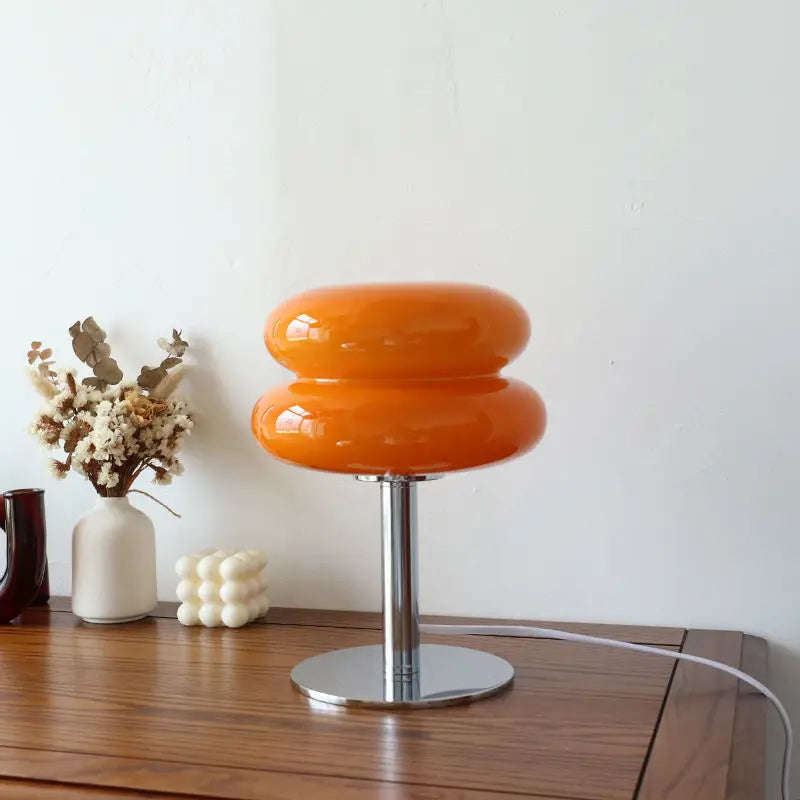 Modern Italian Glass Table Lamp with Chrome Base