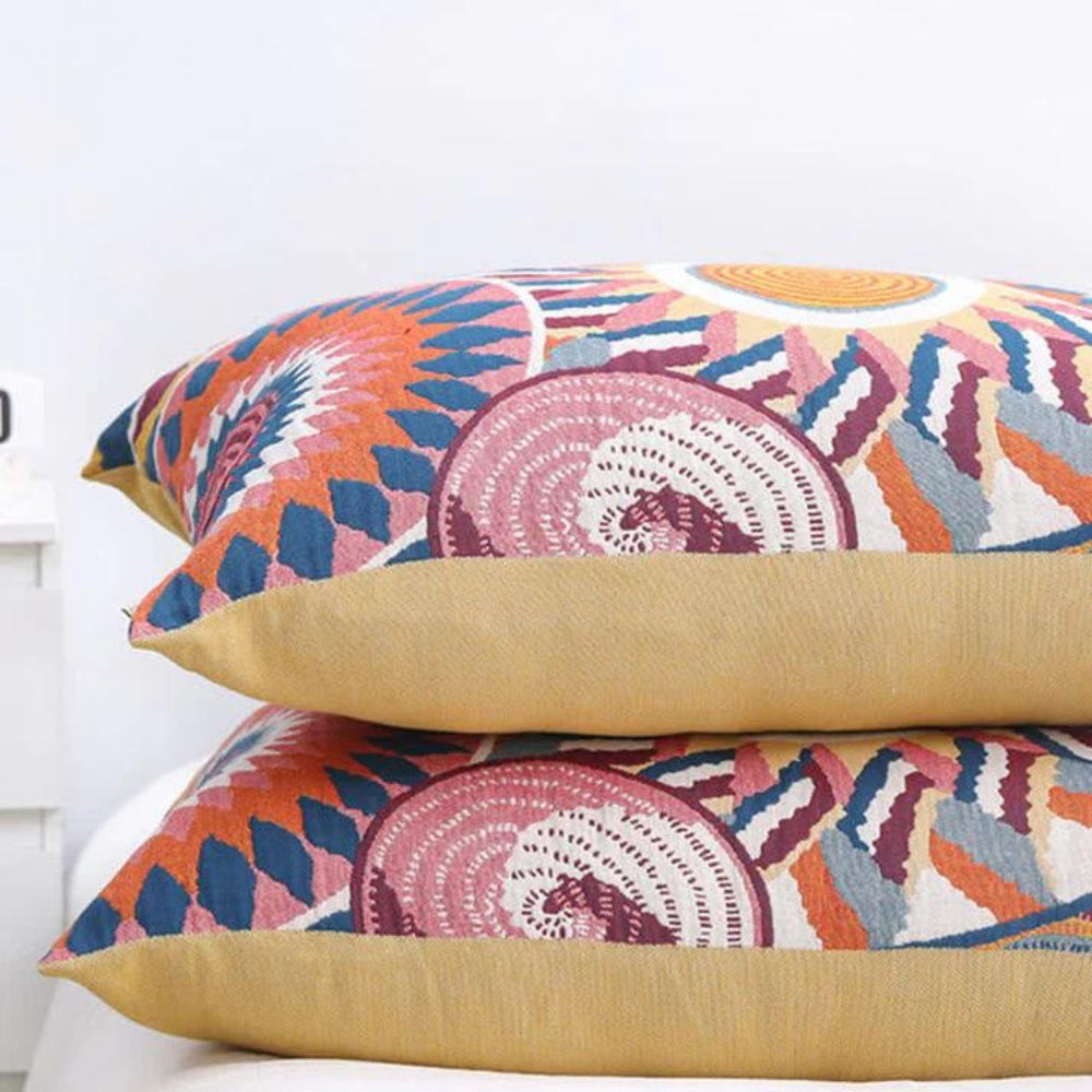 2pcs Nordic Sun Print Pillowcases – Soft Cotton with Button Closure - Atelier Dubois Paris