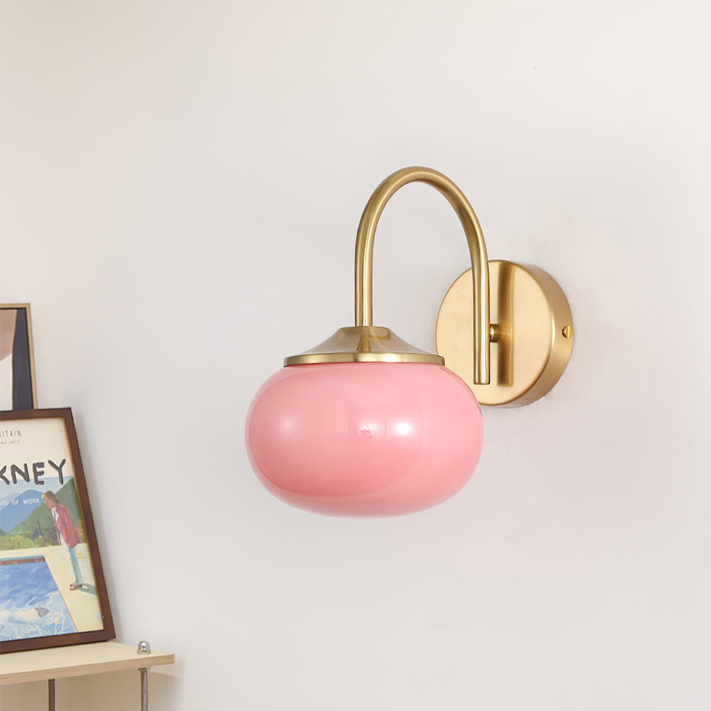 Modern Pink and White Glass Ball Wall Lamp | Living Room