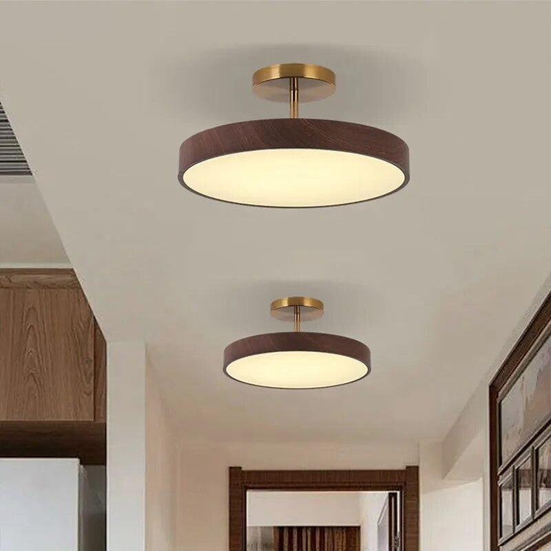 Semi-Flush Wooden LED Ceiling Lamp – Contemporary Style