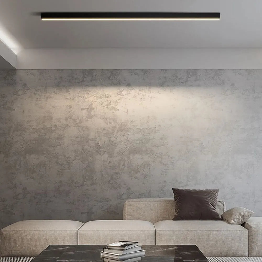 Black Linear LED Ceiling Light – Modern Minimalist Strip Lamp