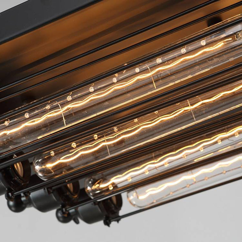 Stylish Vintage Style Ceiling Lamp – Black Metal Fixture with 4 Bulb Holders