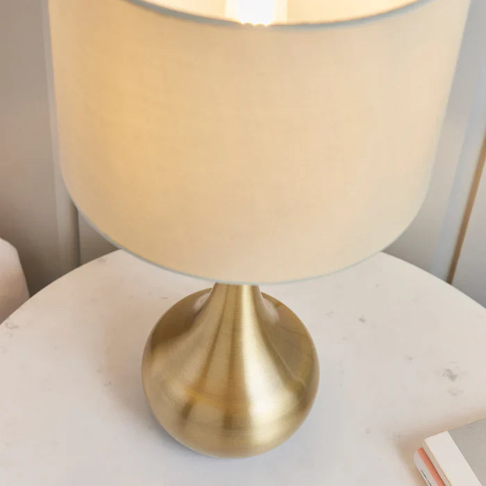 Modern Copper Table Lamp - Classic Fabric Shade