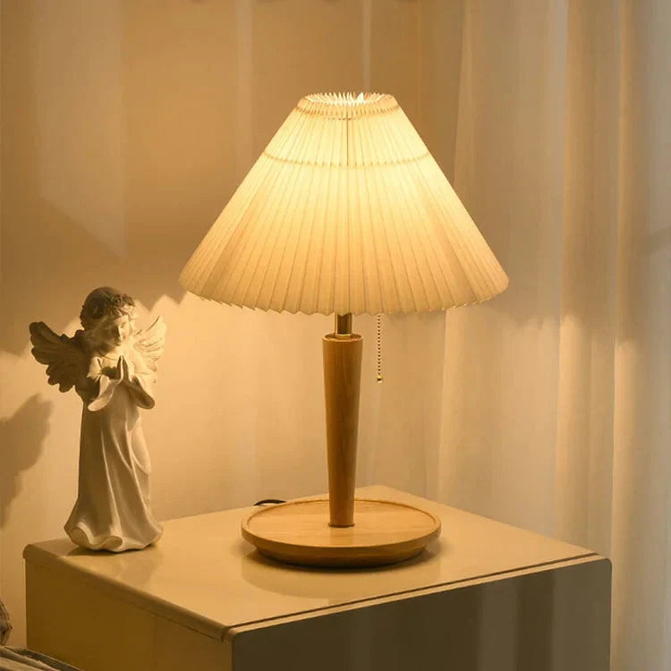 Rustic Pleated Wood Table Lamp