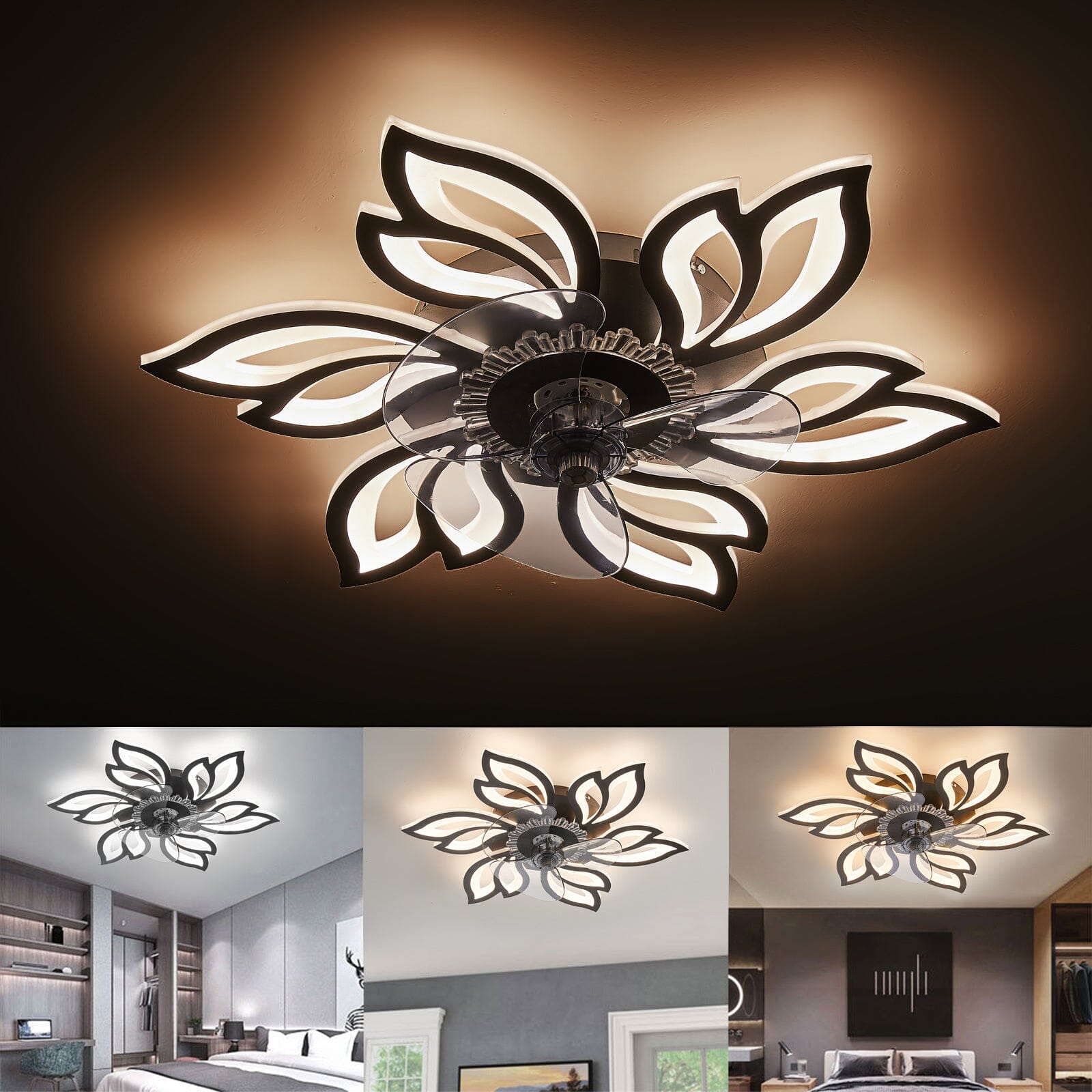 Floral Design 65cm Ceiling Fan with Soft LED Light