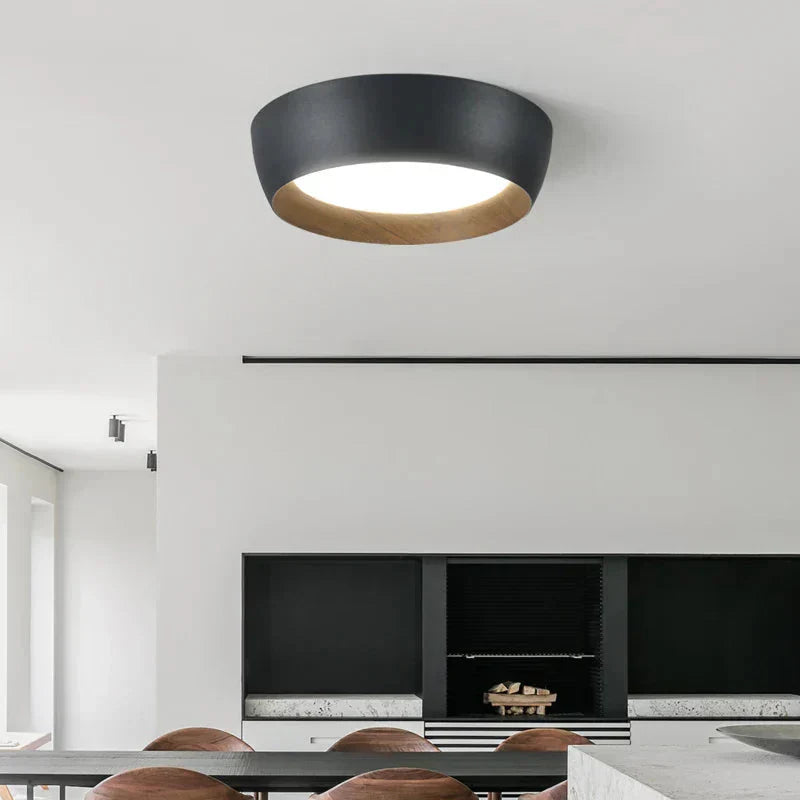 Energy-Saving Japanese LED Ceiling Light | Metal & Wood Blend