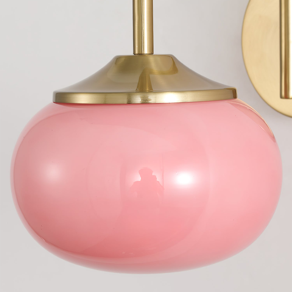 Modern Pink and White Glass Ball Wall Lamp | Living Room