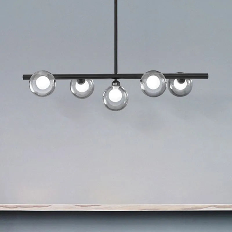 Nordic Linear Pendant Light – Bubble Glass Shades, Modern Design