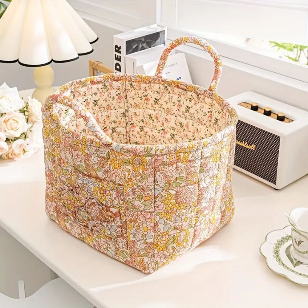 Decorative Floral Fabric Basket | Durable Storage Basket