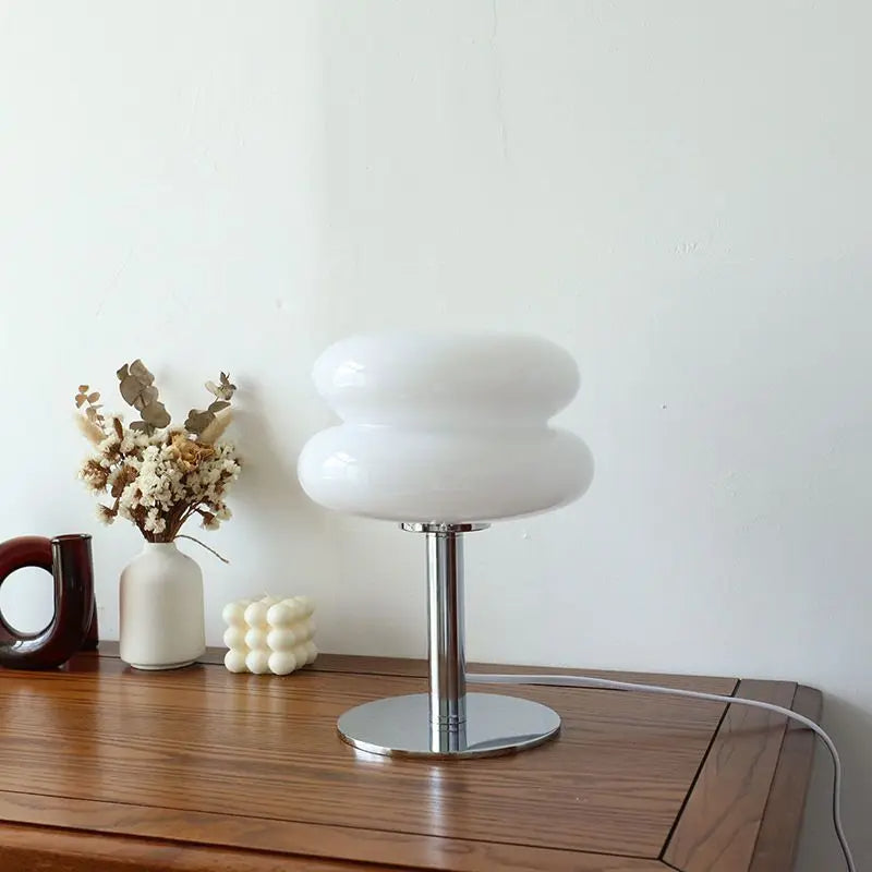 Modern Italian Glass Table Lamp with Chrome Base