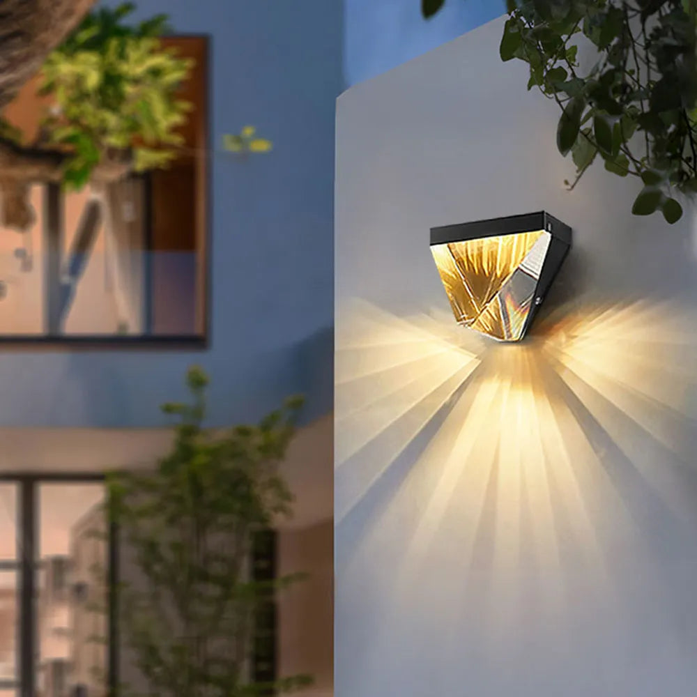 Diamond Shaped Outdoor Wall Lamp – Metal with Crystal Sconce