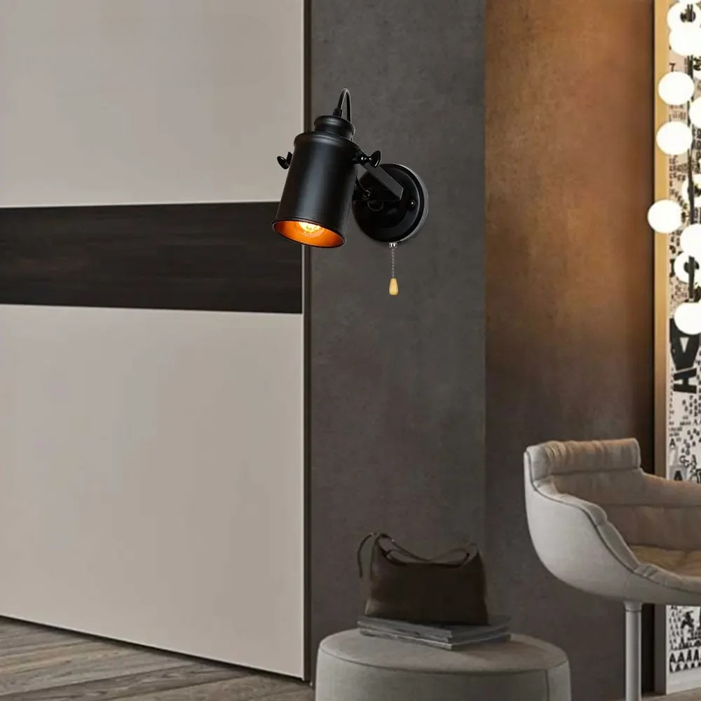 Indoor Industrial Wall Lamp – Adjustable Spotlight Head