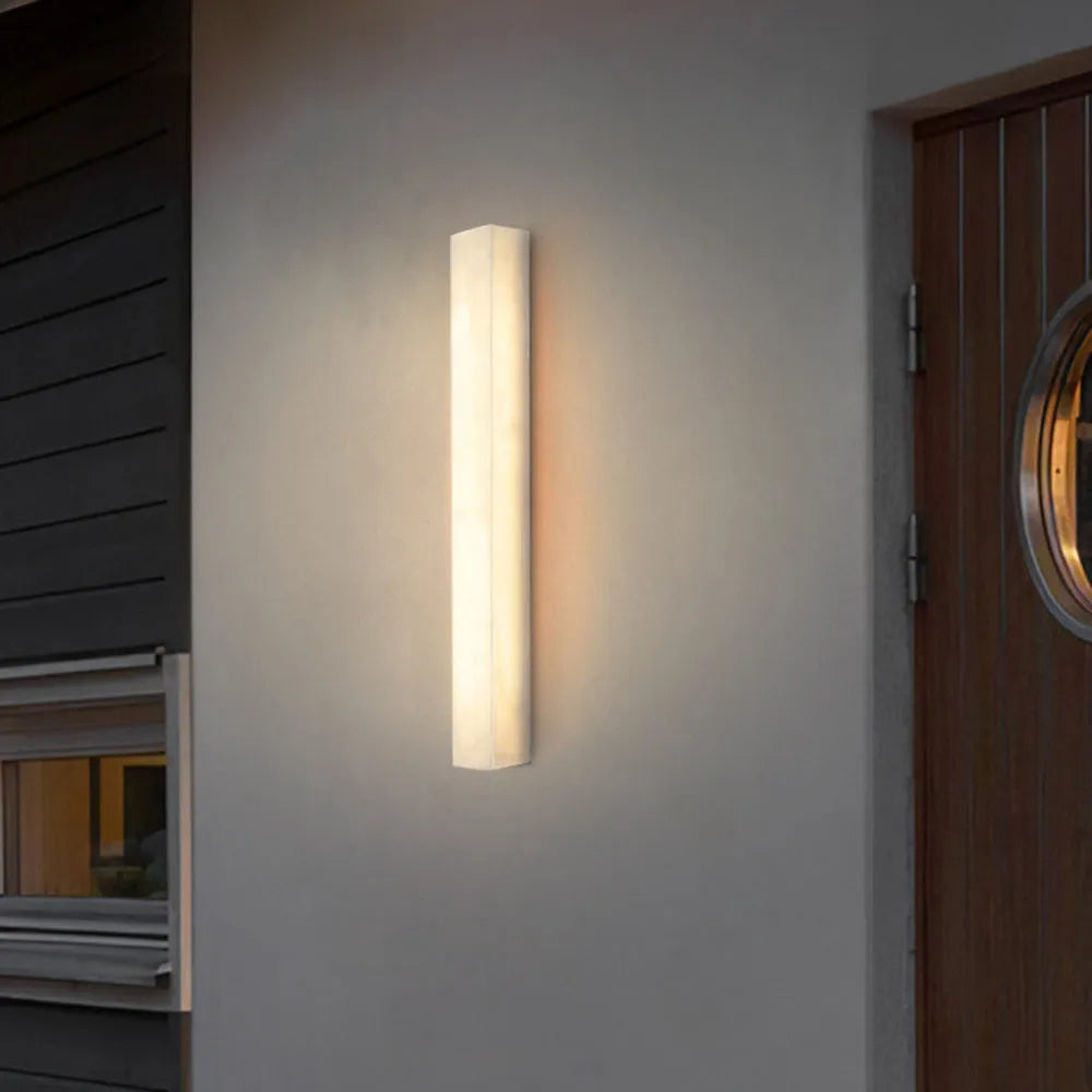 Modern Rectangular Outdoor Wall Lamp – Sleek White Metal Lighting