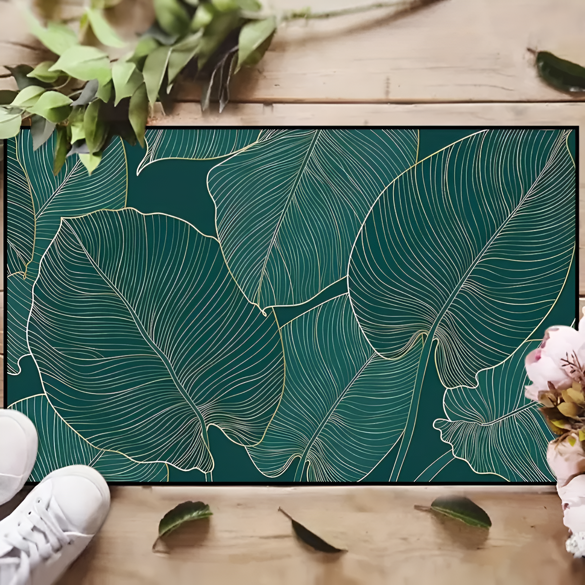 Decorative Linear Leaf Doormat