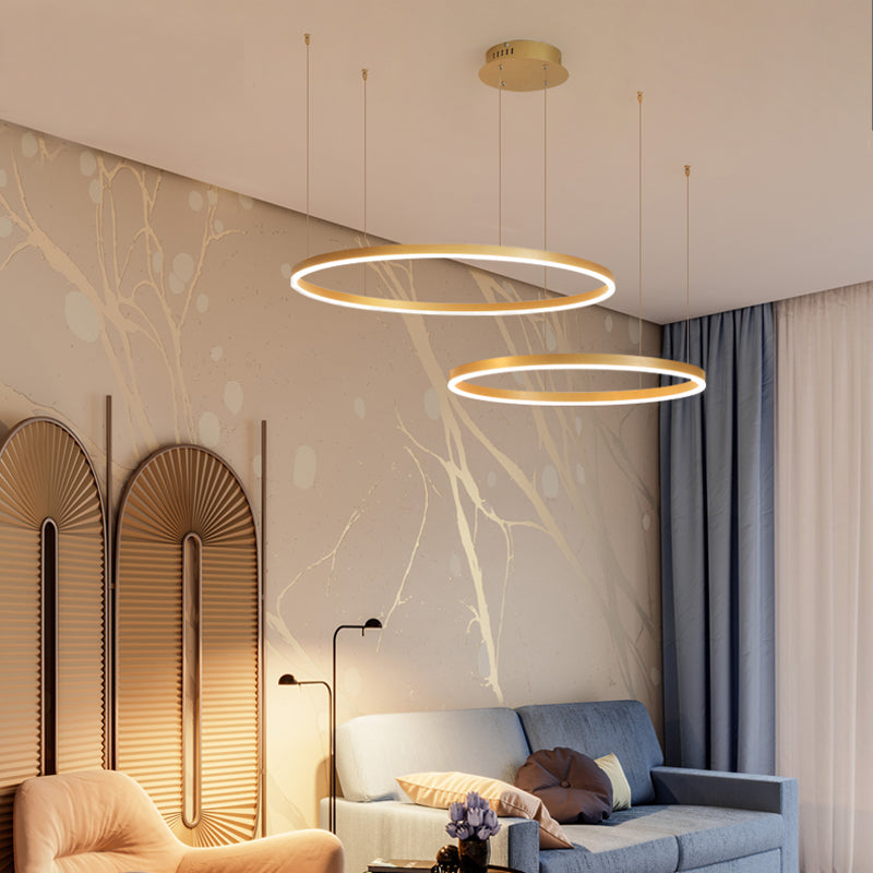 Indoor Metal Pendant Lamp – Sleek Tir-Circle Design with Adjustable Cord