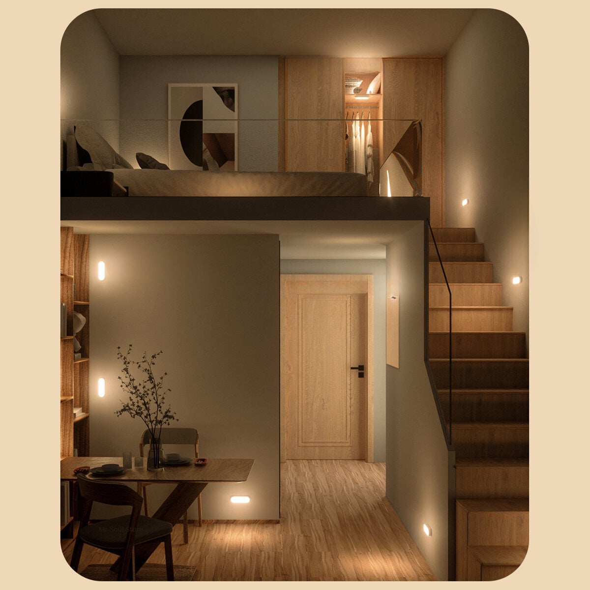 LED Motion Sensor Wall Lamp – USB Rechargeable and Wireless Design