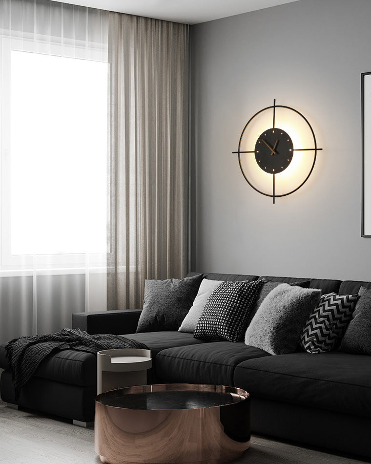Modern Wall Lamp with Integrated Clock – Functional & Artistic LED Home Decoration