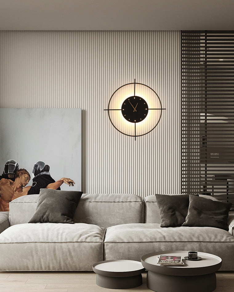Modern Wall Lamp with Integrated Clock – Functional & Artistic LED Home Decoration