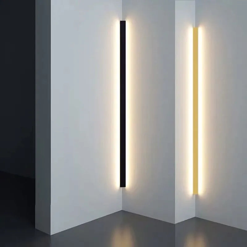 Modern Minimalist Linear Wall Lamp – Metal Lighting in Gold, Black, or White