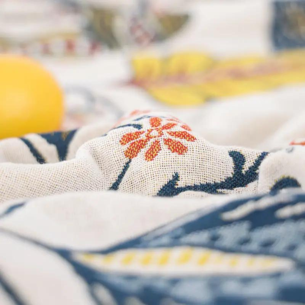 Woven Blanket with Floral Print