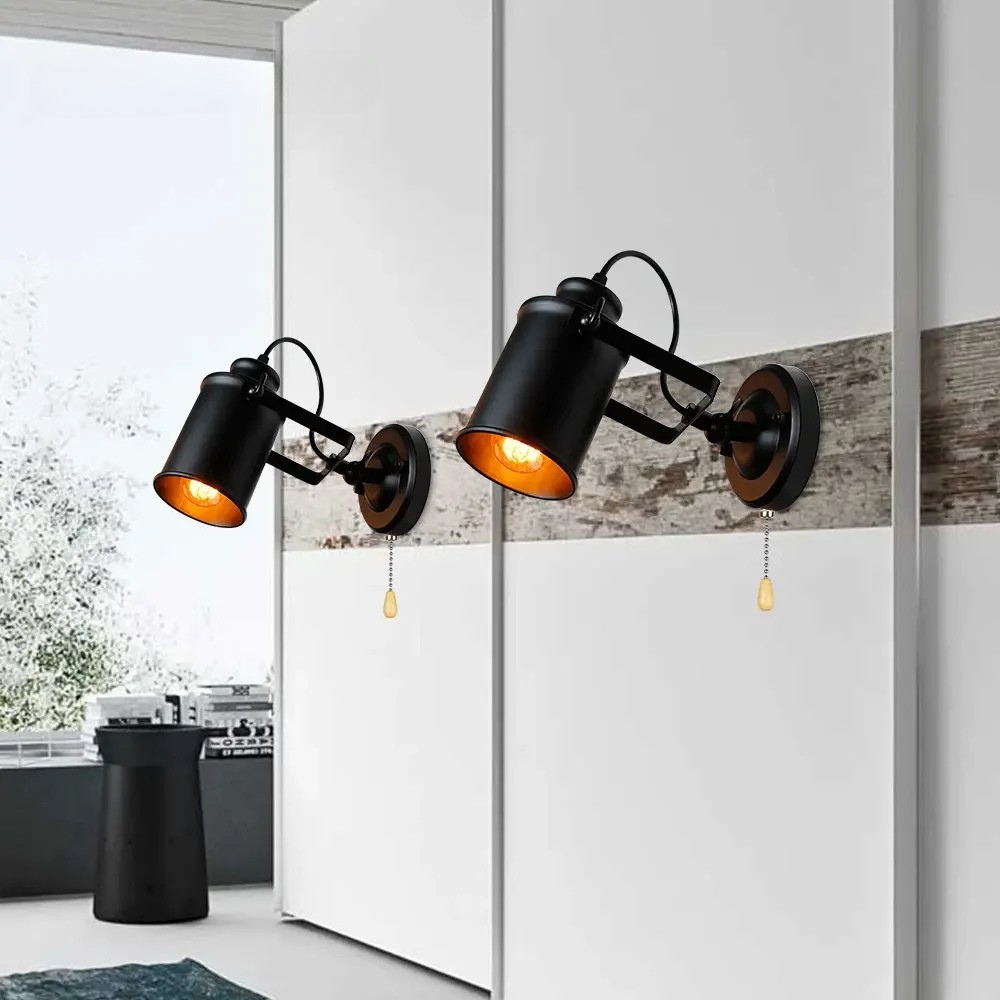 Indoor Industrial Wall Lamp – Adjustable Spotlight Head