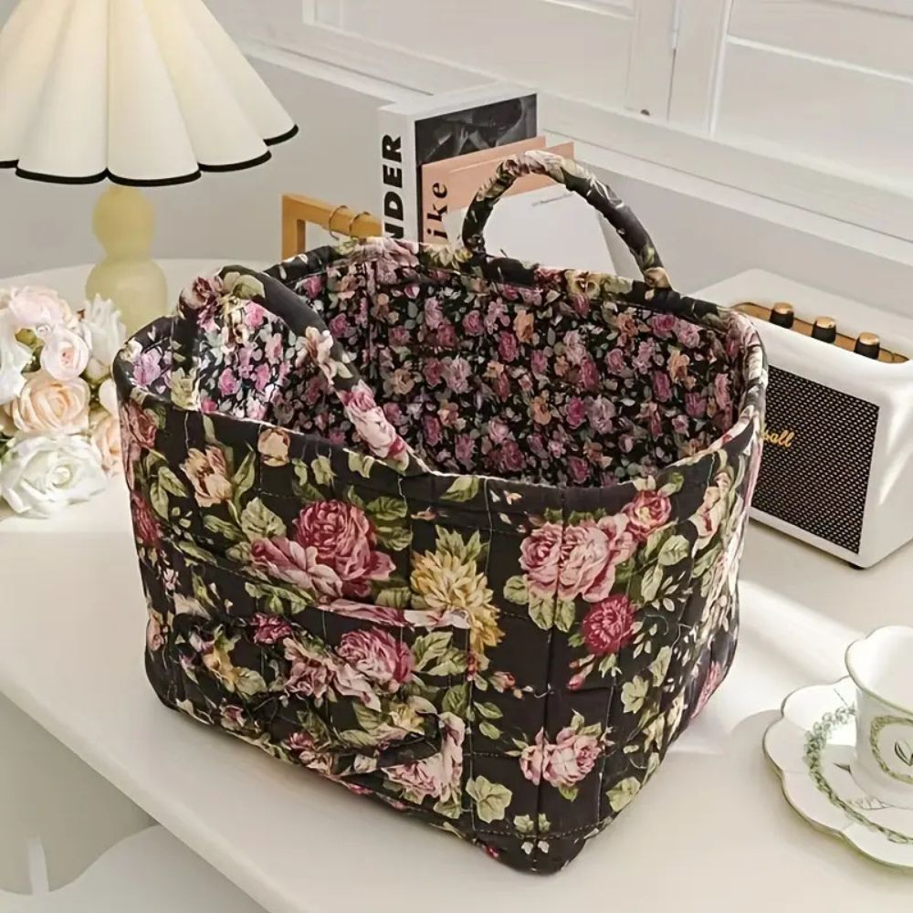 Decorative Floral Fabric Basket | Durable Storage Basket