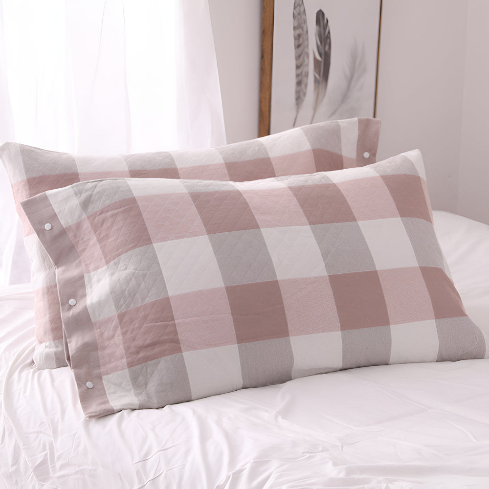 Soft Cotton Pillowcase – Timeless Stripes and Checks Pattern - Atelier Dubois Paris